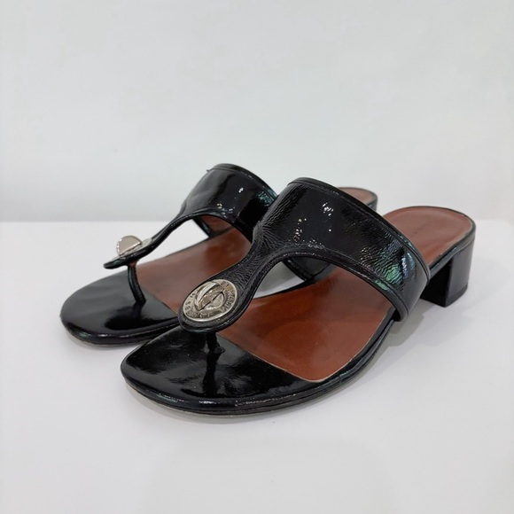 Marc by Marc Jacobs Black Patent Leather Sandals Size 36 US 6 Thong Slides - Picture 2 of 7